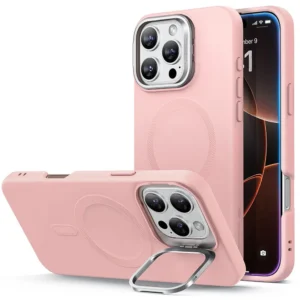 iPhone 16 Pro ESR Cloud Soft Case with Stash Stand Pink