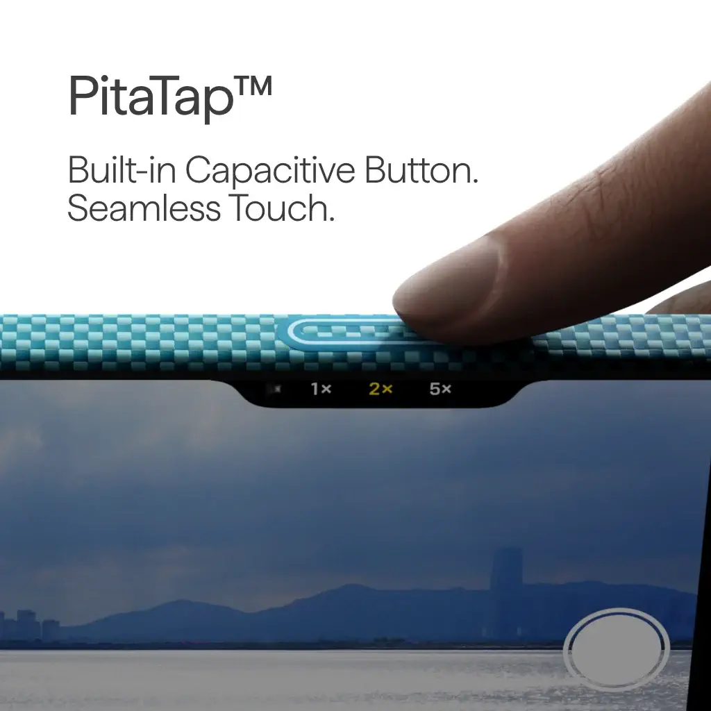 iPhone 17 Pro Max in Pitaka Lucid Blue ultra slim protective case showing sleek design and premium blue finish
