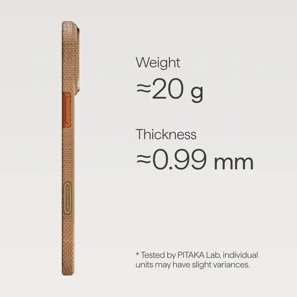 iPhone 17 Pro Max in elegant gold Pitaka Golden Glint ultra slim protective case showcasing premium design