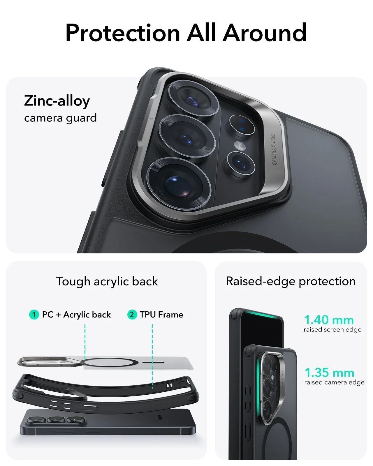 Galaxy S26 Ultra Classic Hybrid Magnetic Case with Stash Stand in Frosted Black by ESR