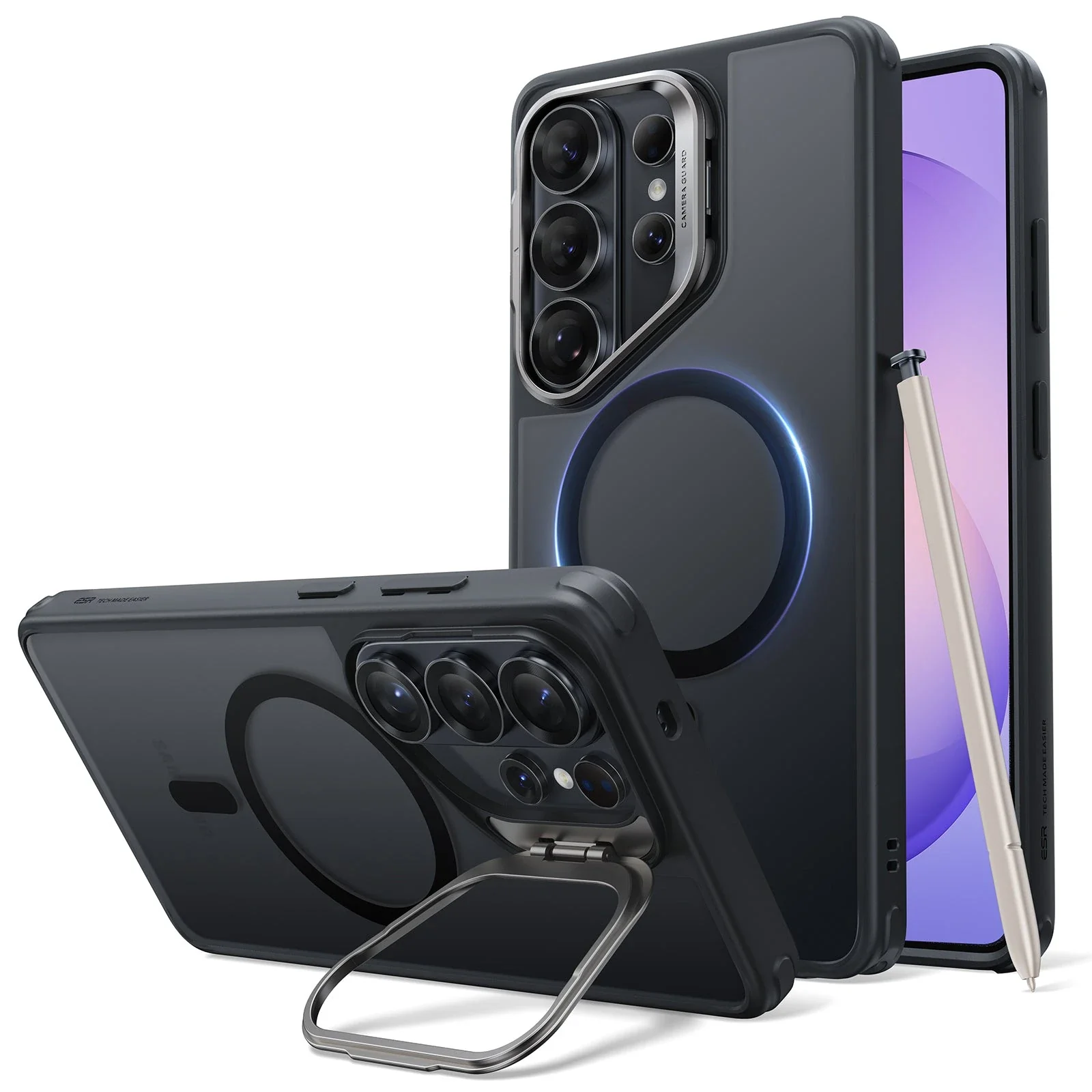 Galaxy S26 Ultra Case - Galaxy S26 Ultra Classic Hybrid Magnetic Case Stash Stand Frosted Black