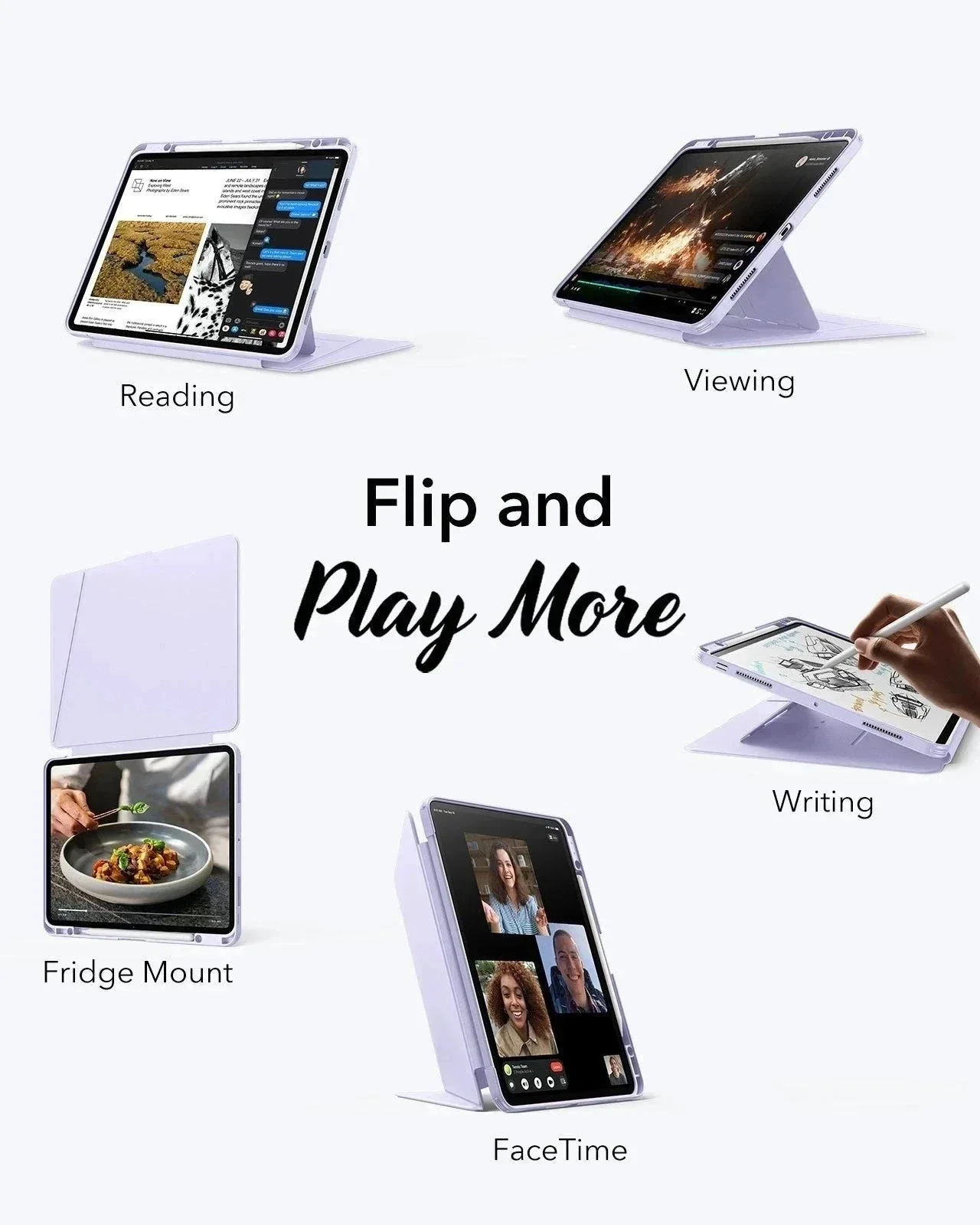 Purple flip magnetic case for iPad Pro 13 inch 2024/2025 with built-in Apple Pencil holder by ESR