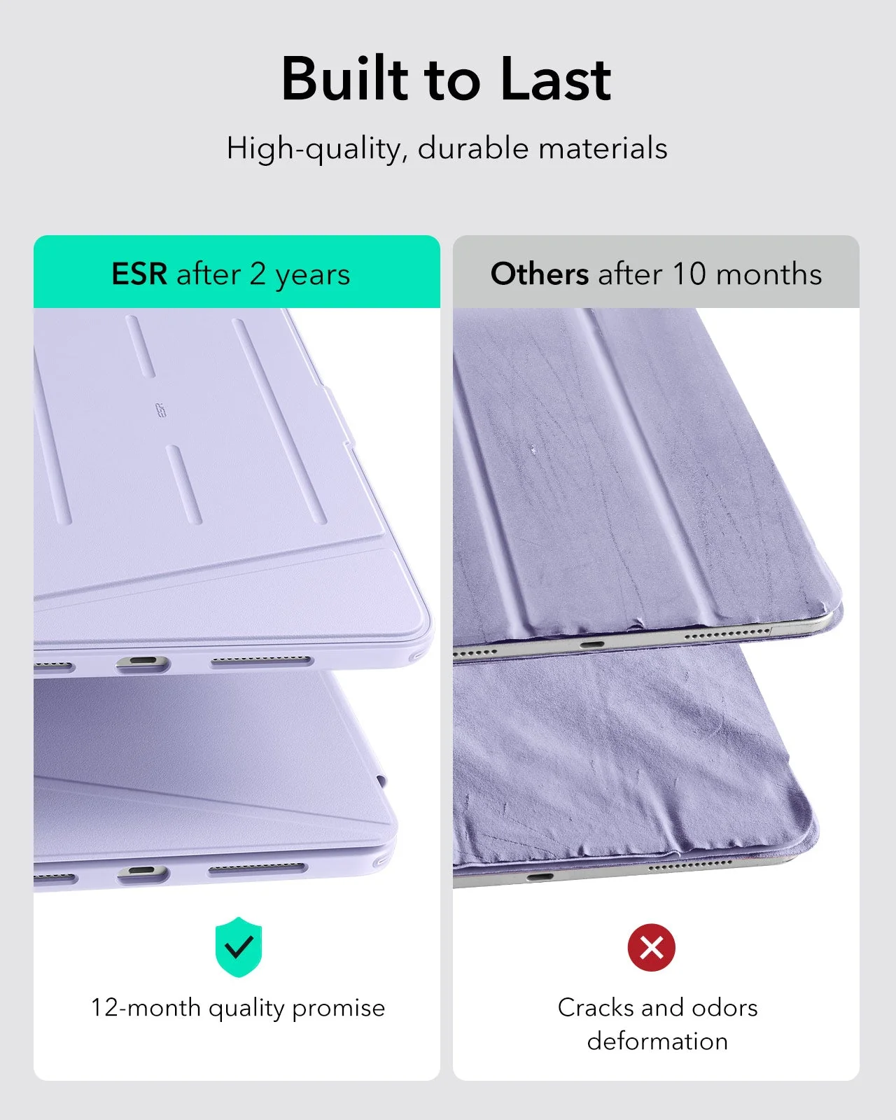 Purple ESR magnetic flip case for iPad Pro 13 inch 2024/2025 with built-in Apple Pencil holder and stand feature
