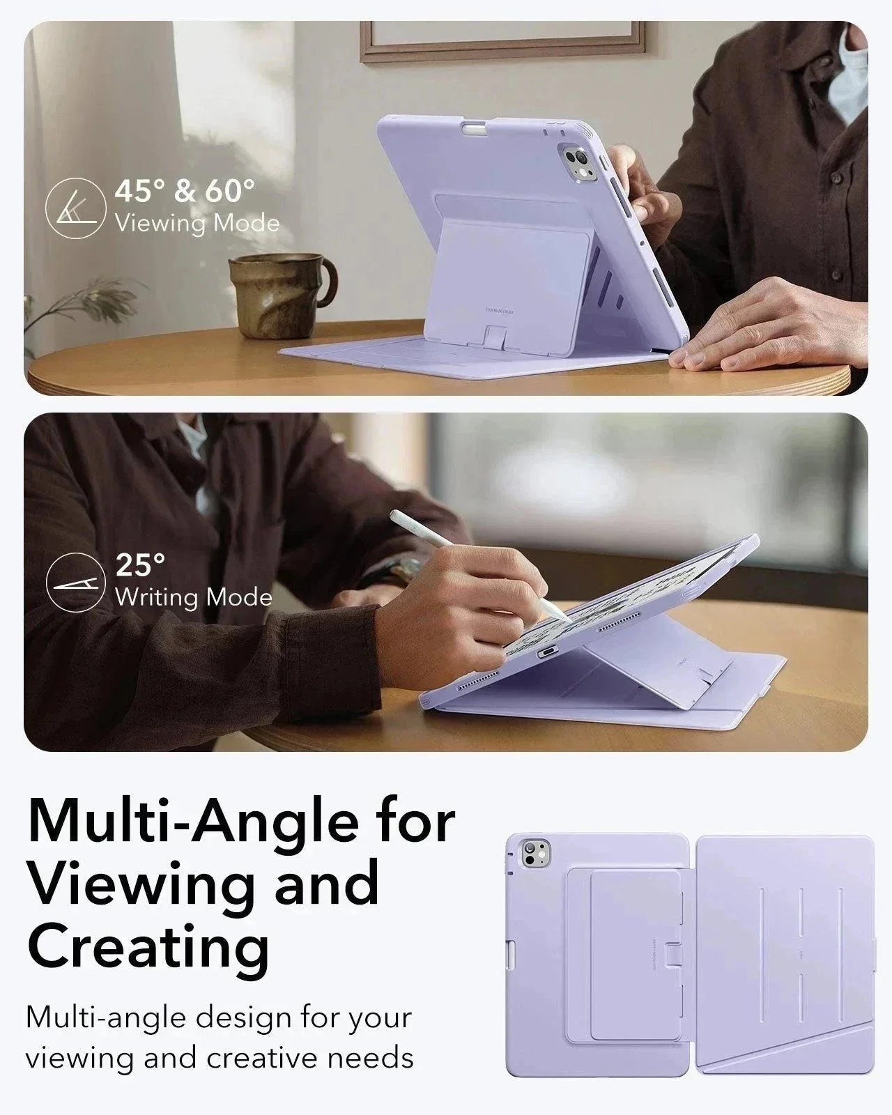 Purple magnetic flip case for iPad Pro 13 inch 2024/2025 with built-in Apple Pencil holder by ESR