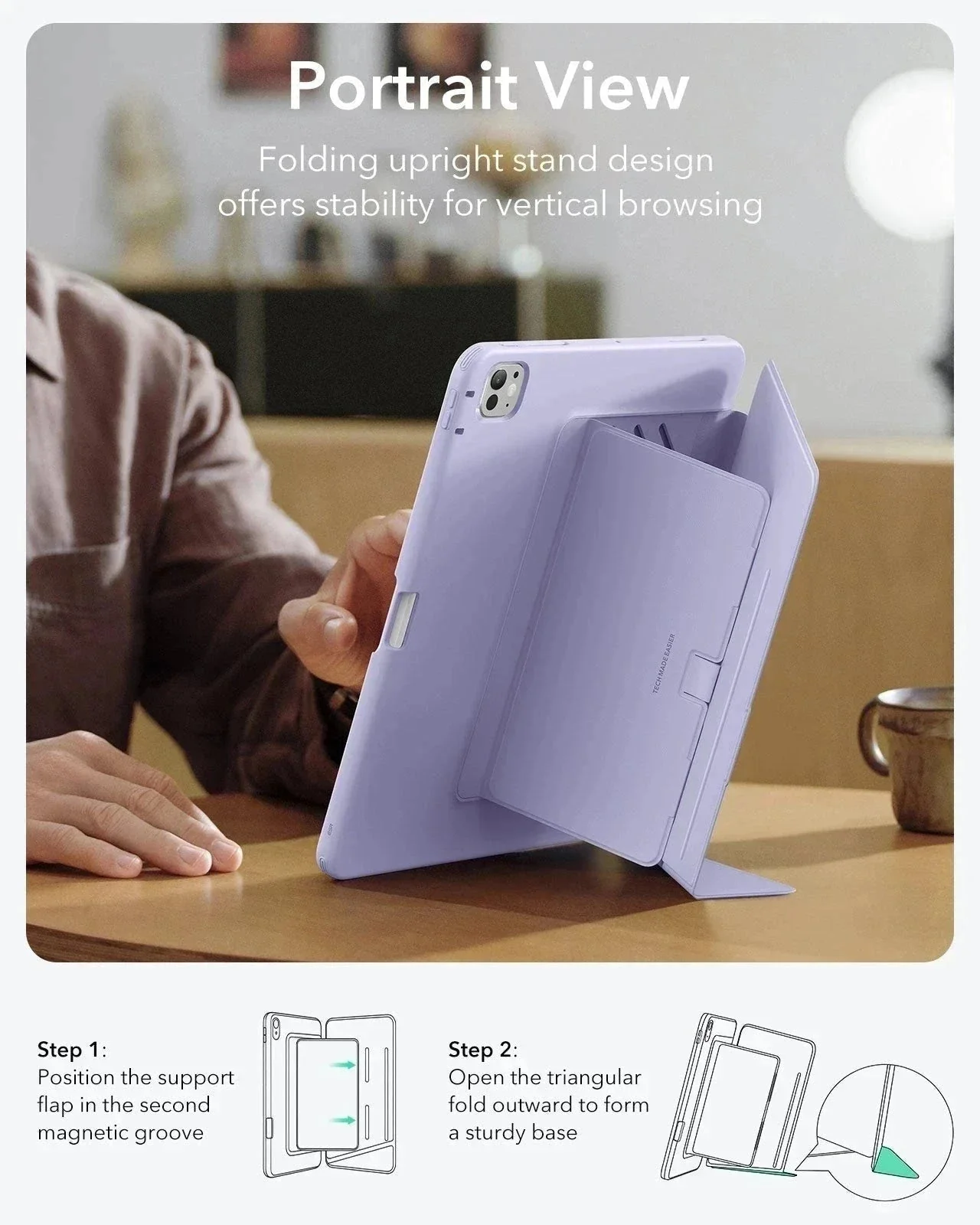 Purple magnetic flip case for iPad Pro 13 inch 2024/2025 with Apple Pencil holder by ESR