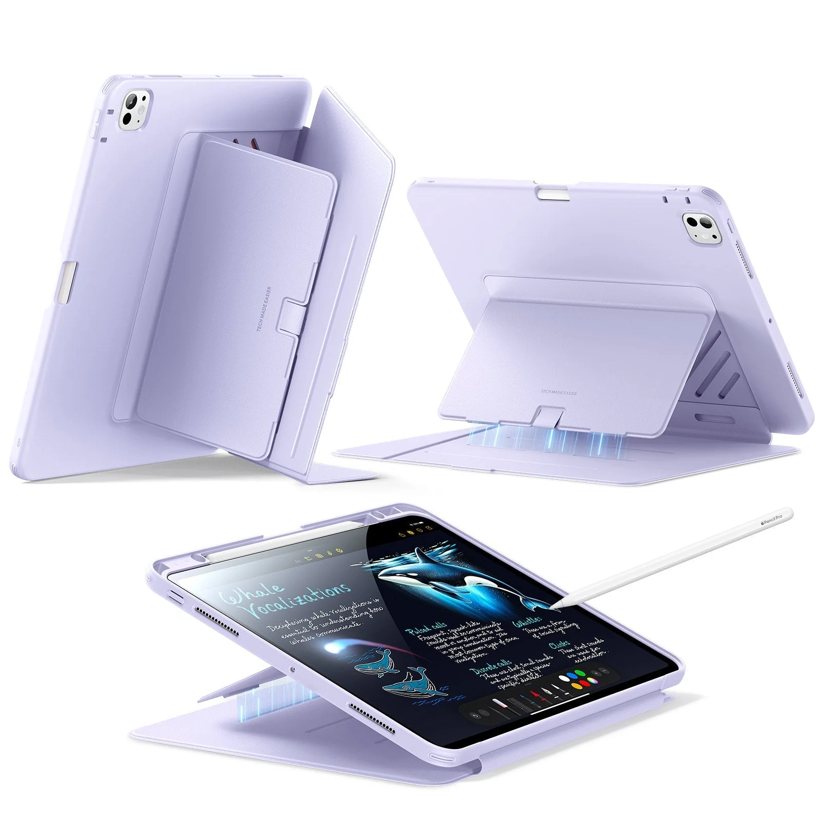 iPad Pro 13 Case - iPad Pro 13" (2024/2025) Flip Magnetic Case with Pencil Holder - Purple