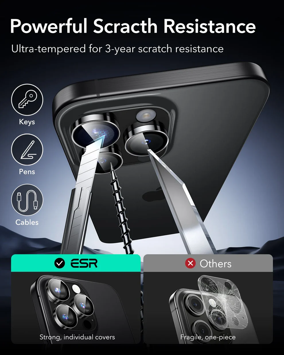 iPhone 15 Pro Max/15 Pro Armorite®️ Camera Lens Protector - Black - Figura 4