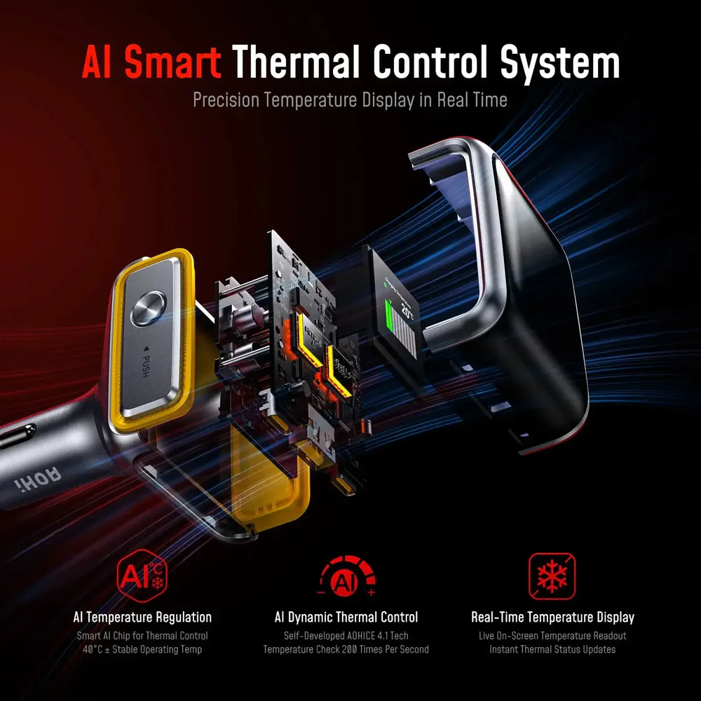 AOHI THE FUTURE AI PD GaN+ 170W 3-Port LED Display Fast Car Charger - Image 5