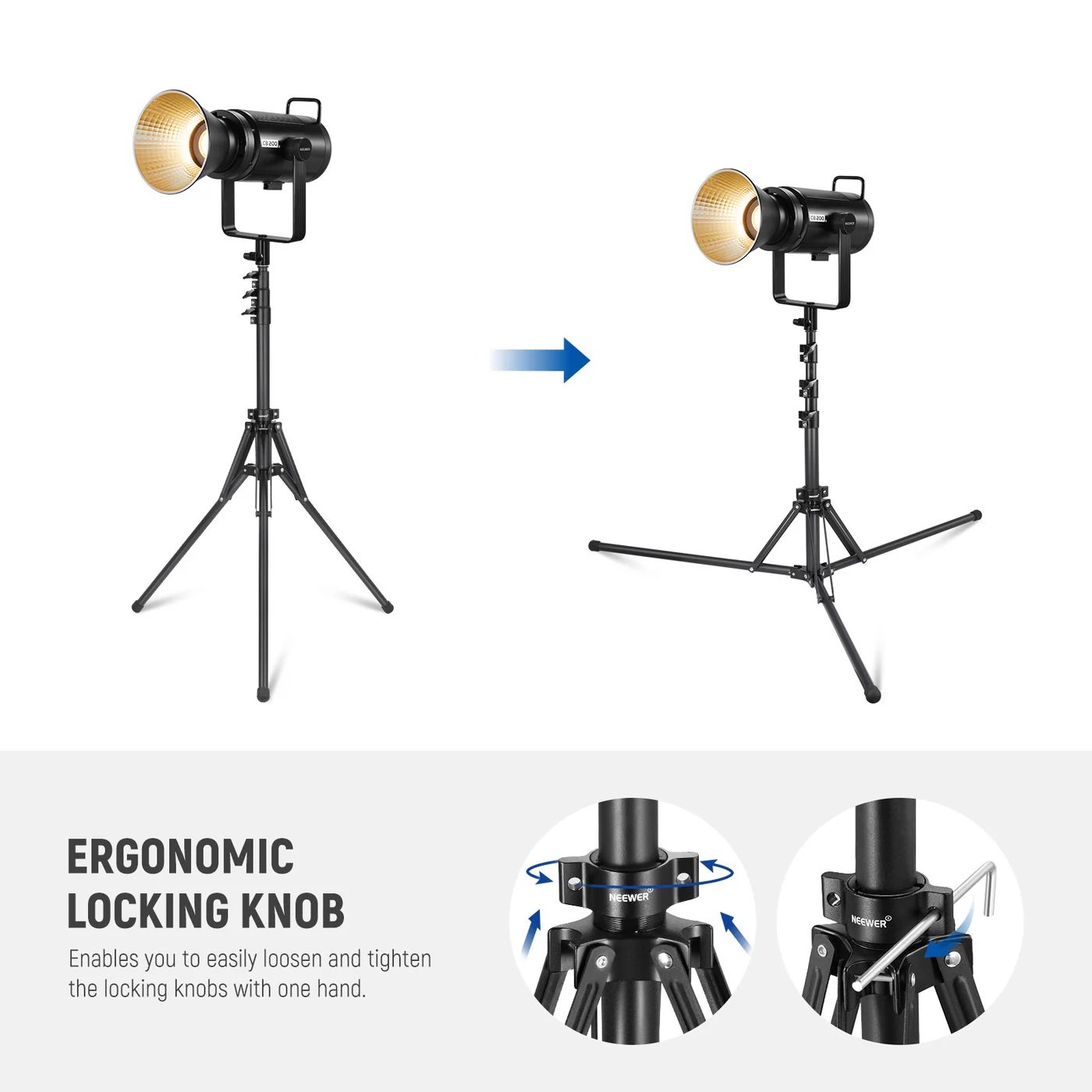 NEEWER ST178R 178cm all metal foldable tripod stand for photography and videography use