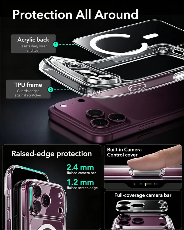 iPhone 18 ProMax ESR Hybrid Magnetic Case Clear - Image 3
