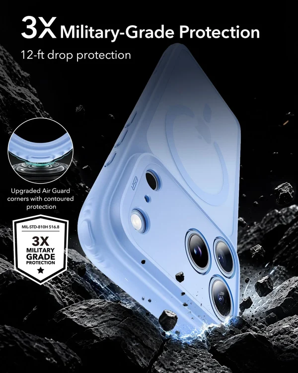 iPhone 17 ProMax ESR Hybrid Magnetic Case Frosted Misty Blue - Image 4