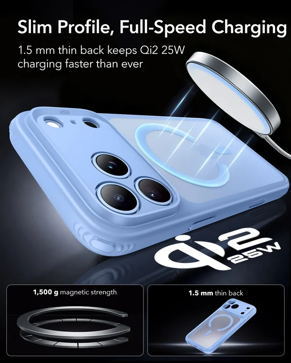 iPhone 17 ProMax ESR Hybrid Magnetic Case Frosted Misty Blue - Image 2
