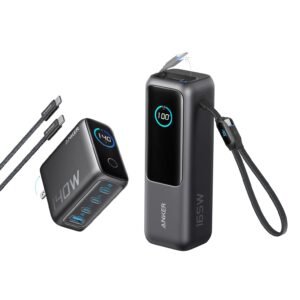 Set Anker Zolo Power Bank (165W/25K mAh) + Anker Charger (140W, 4-Port, PD 3.1) me USB-C Cable